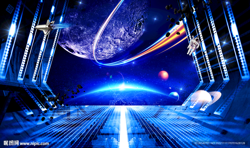 太空舱外梦幻星空3D立体