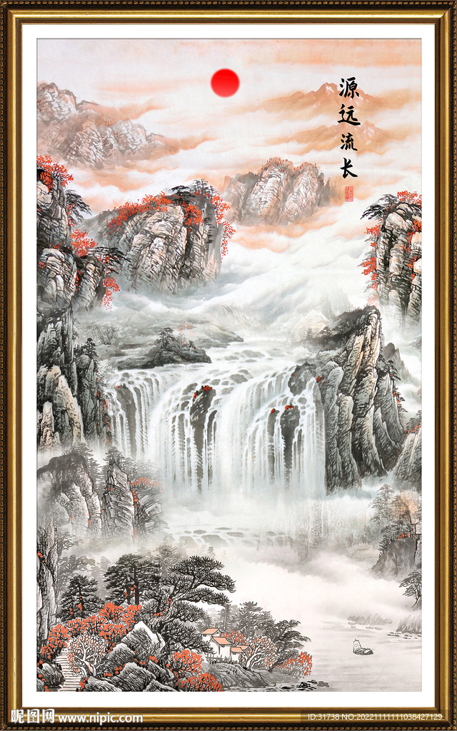 竖幅山水画