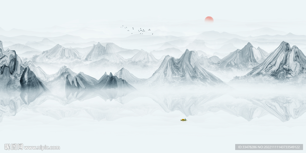 江山如画山水背景墙