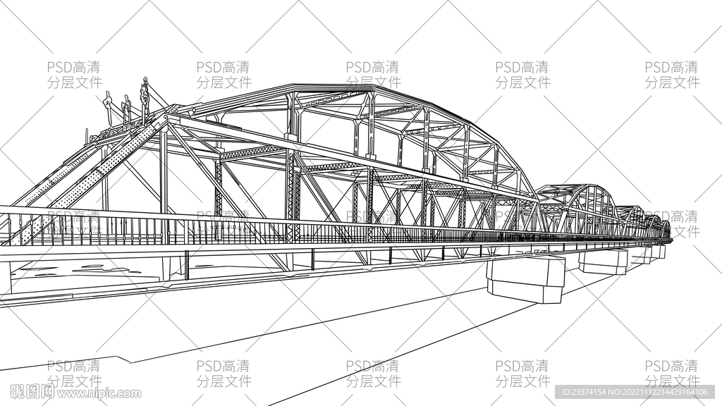 中山桥线稿插图