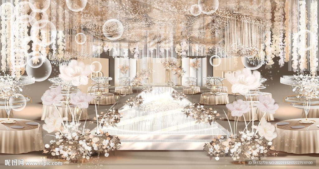 香槟色泰式主题婚礼设计图