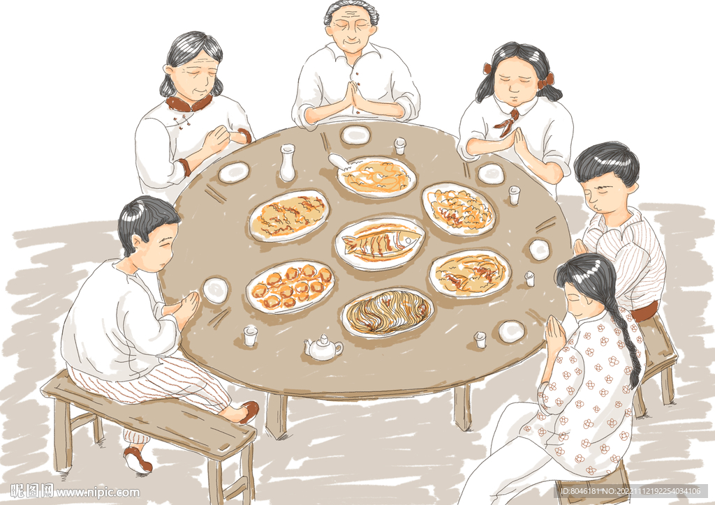 团圆饭插画