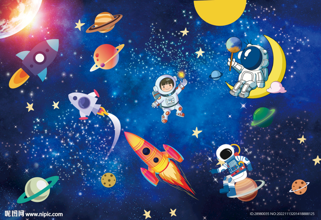 卡通星空宇航员