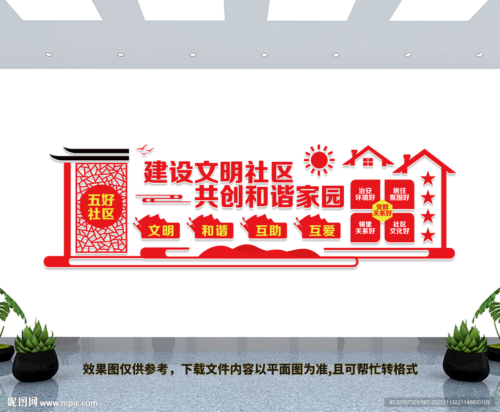 五好社区文化墙
