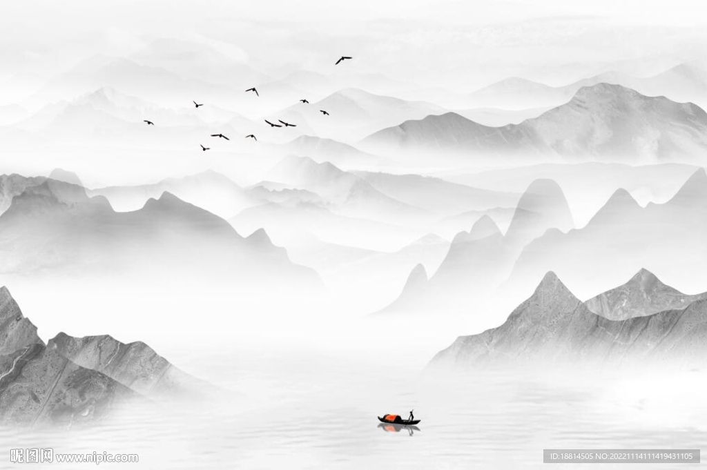 新中式山水背景墙