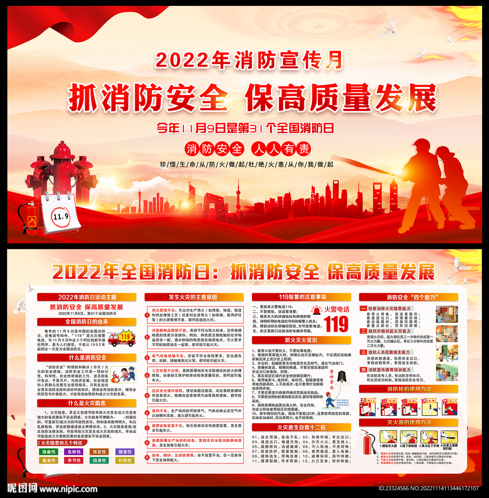 2022年消防安全消防日展板