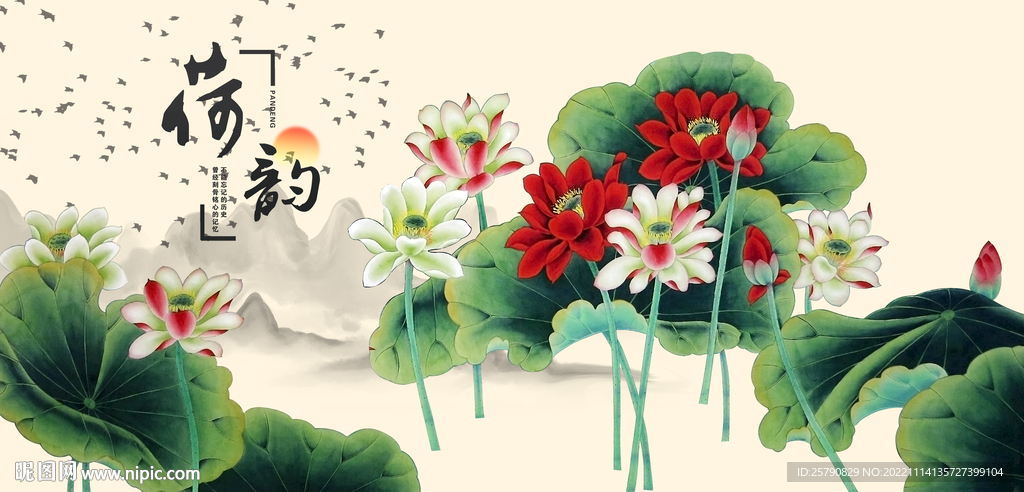 荷花国画荷花