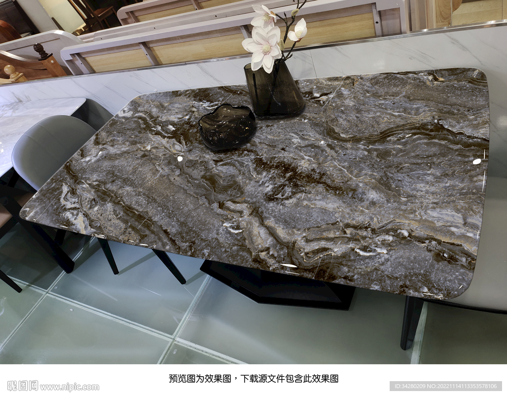 岩板餐桌奢石超晶石大理石源文件