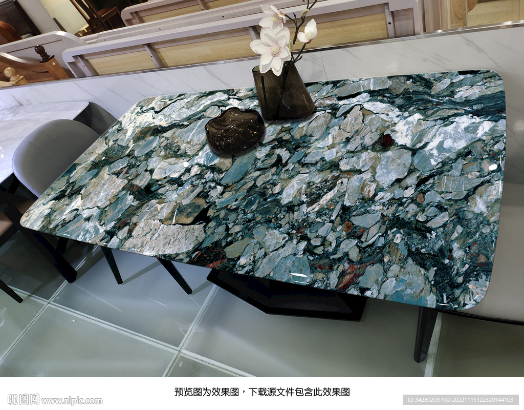 岩板餐桌奢石超晶石大理石源文件