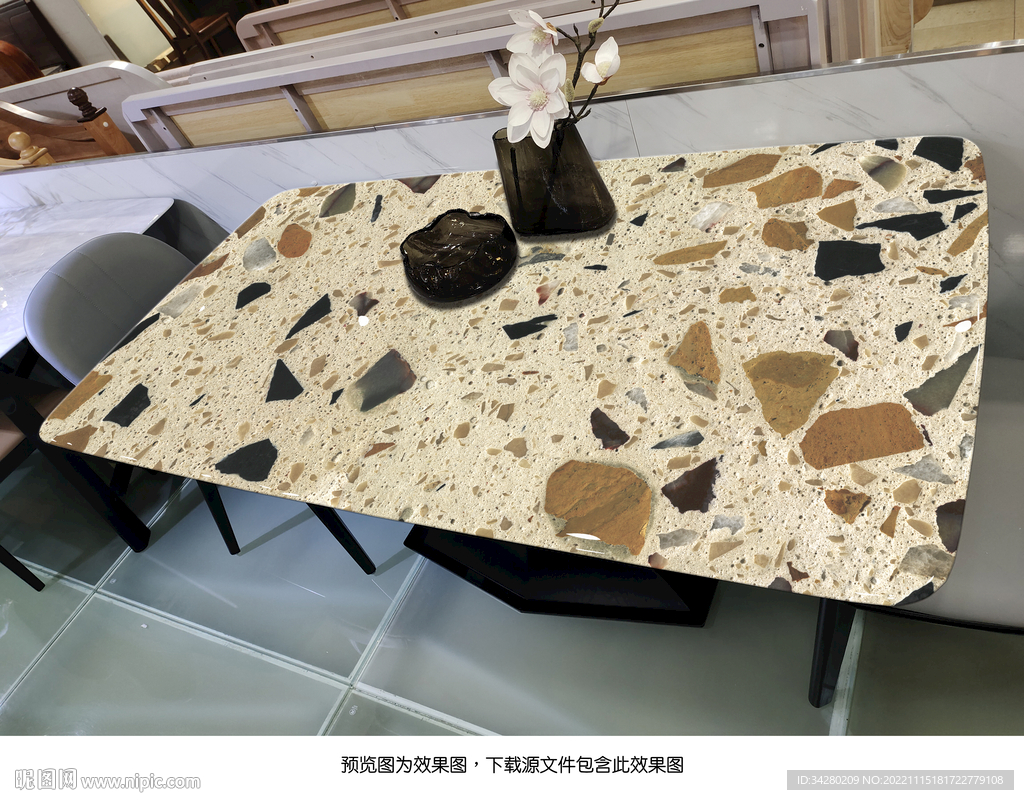 岩板餐桌奢石超晶石大理石源文件