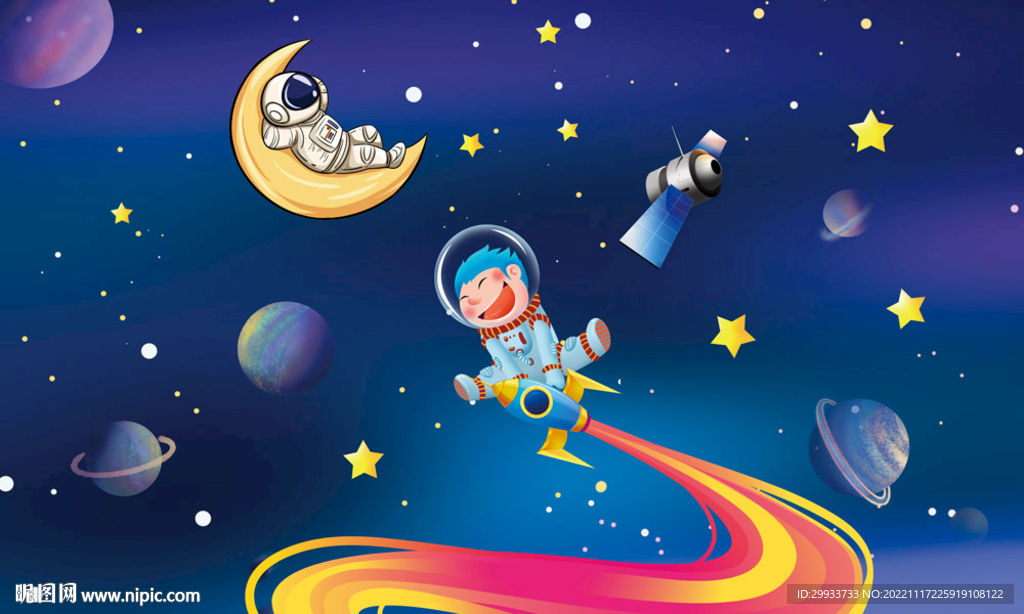 卡通星空宇航员