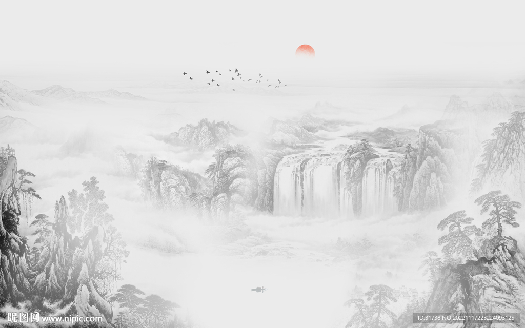 新中式山水墙画