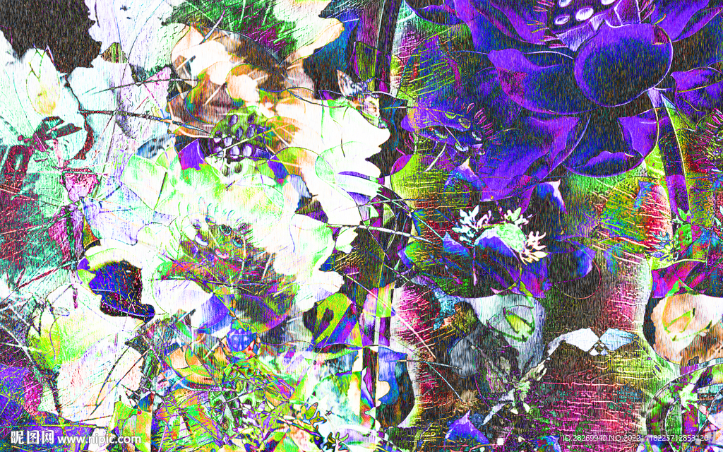 荷花油画 