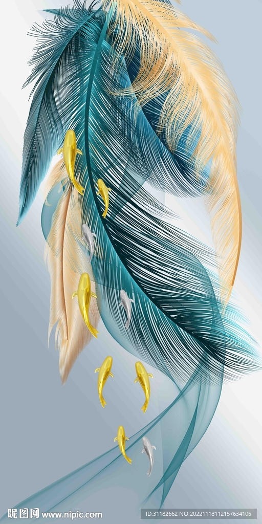 羽毛九鱼图玄关