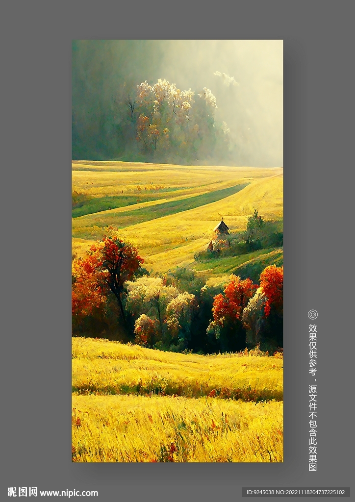 北欧小麦秋色田园风光风景装饰画