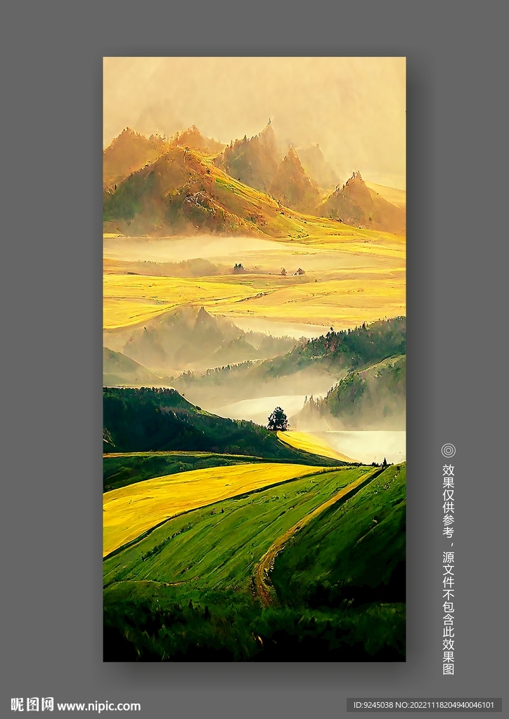 北欧小麦秋色田园风光风景装饰画