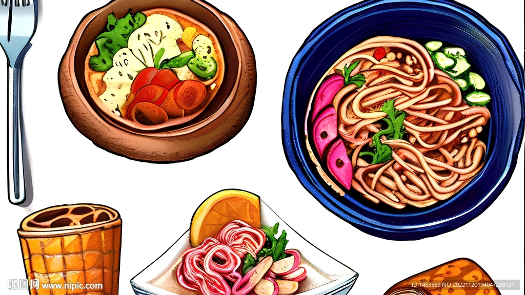 小吃街插画