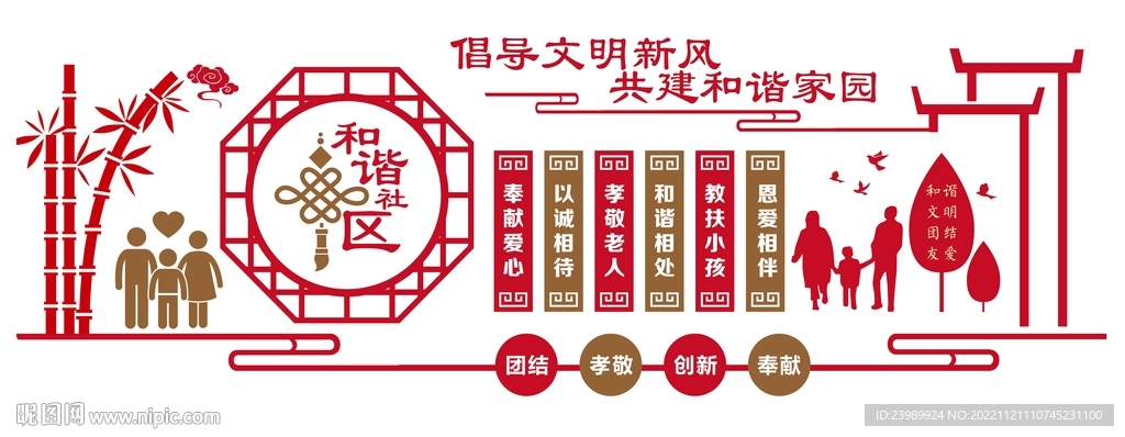 和谐社区文化墙