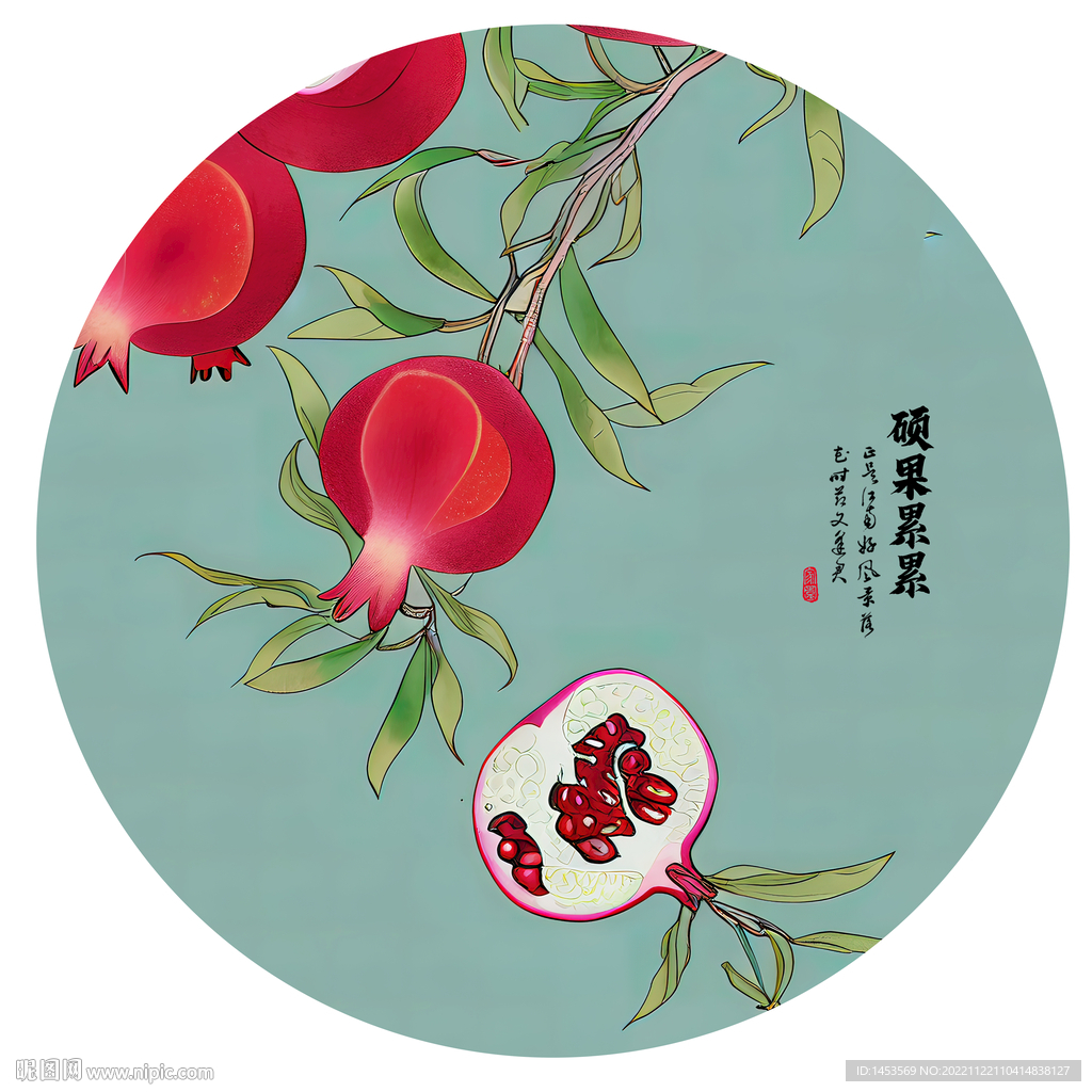 石榴插画