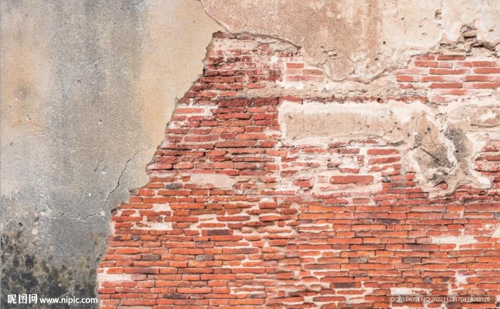 复古斑驳红砖水泥墙背景墙壁画