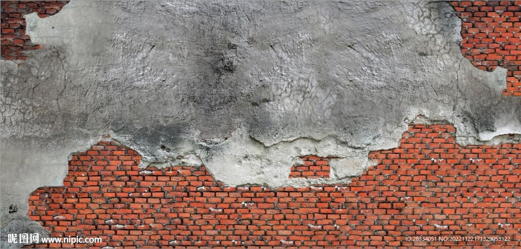 复古斑驳红砖水泥墙背景墙壁画