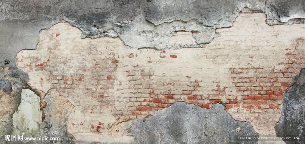 复古斑驳红砖水泥墙背景墙壁画