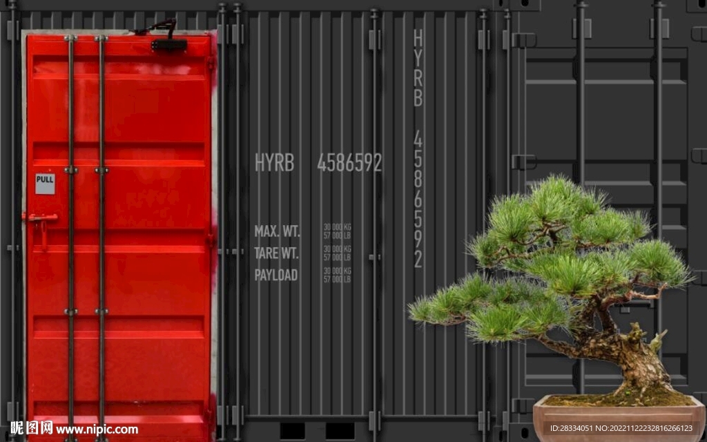 复古怀旧彩色集装箱背景墙壁画