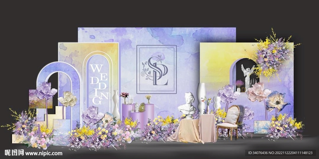 紫色油画迎宾区