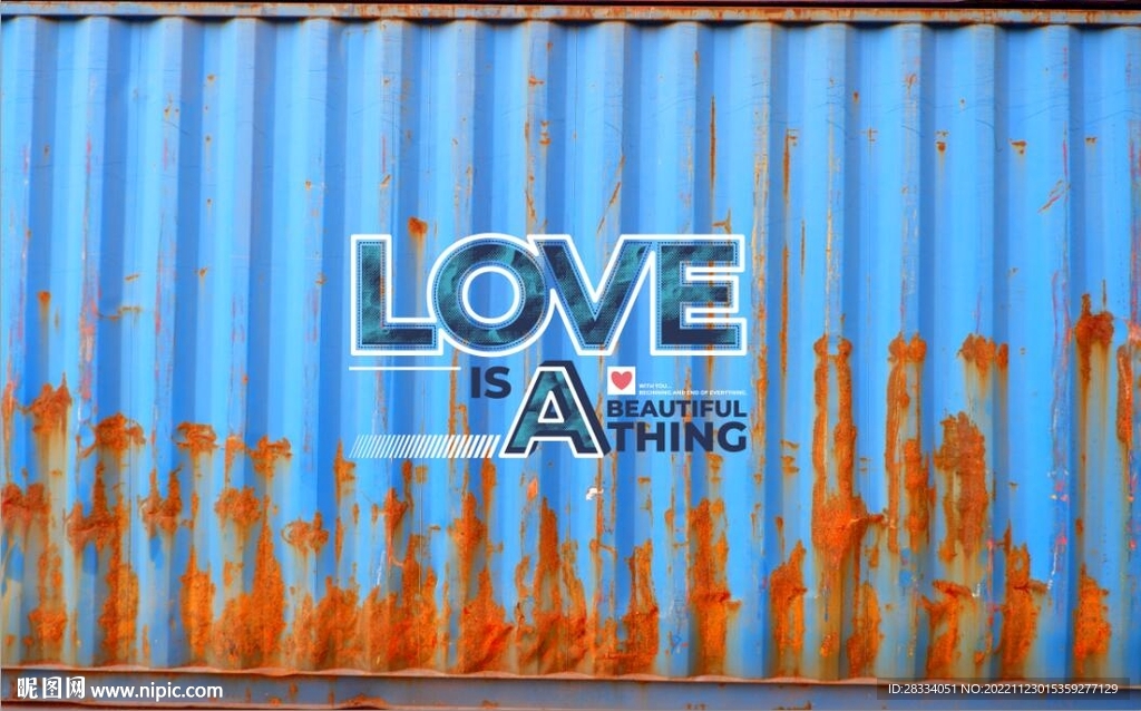 复古集装箱爱情宣言背景墙壁画