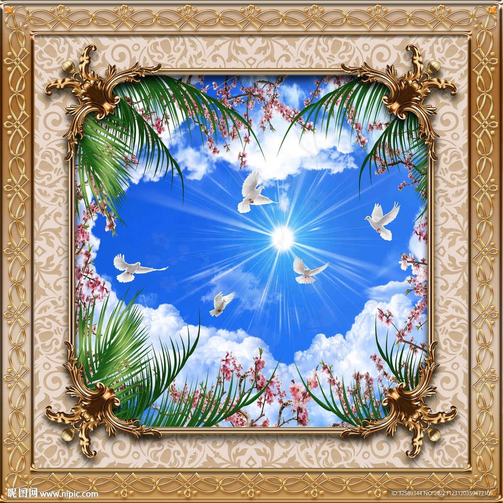 巨幅吊顶天花蓝天白云