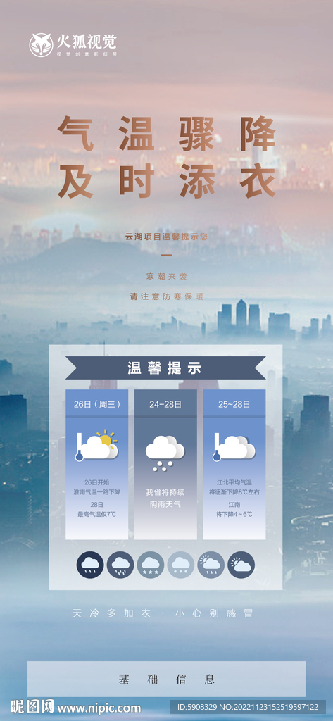 降温提示海报