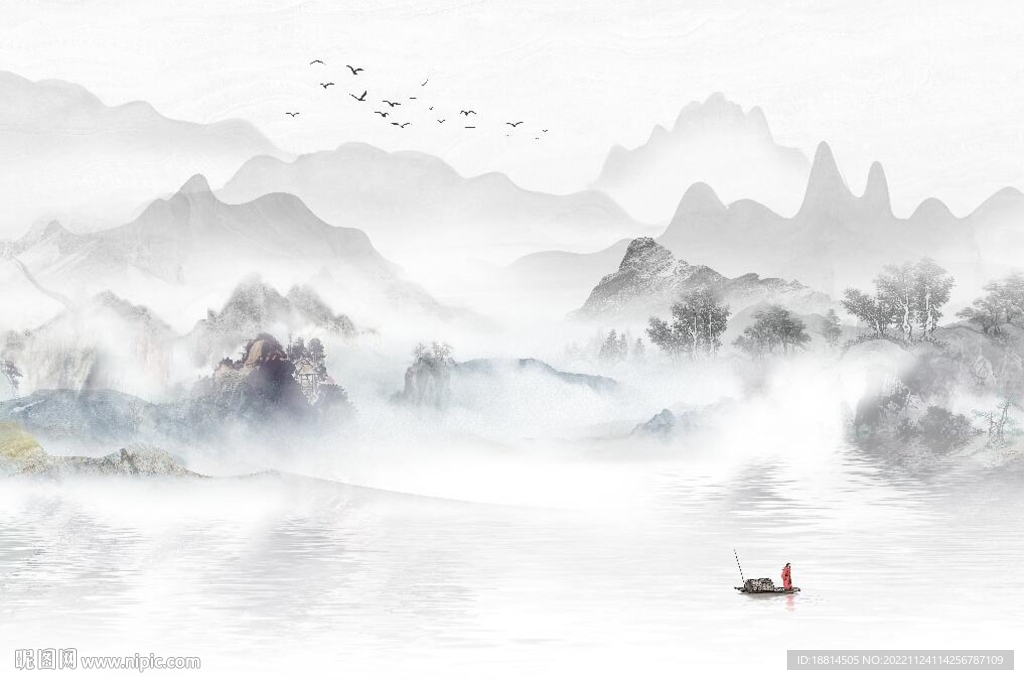 新中式山水背景墙