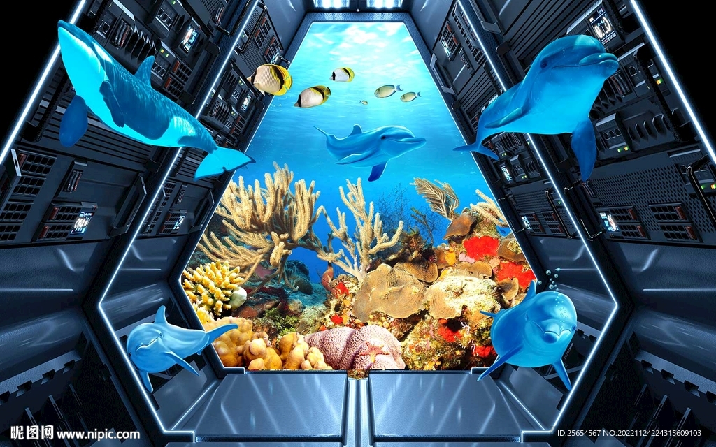 海底世界电视沙发背景墙