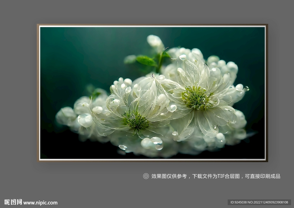 白色唯美抽象立体花朵装饰画