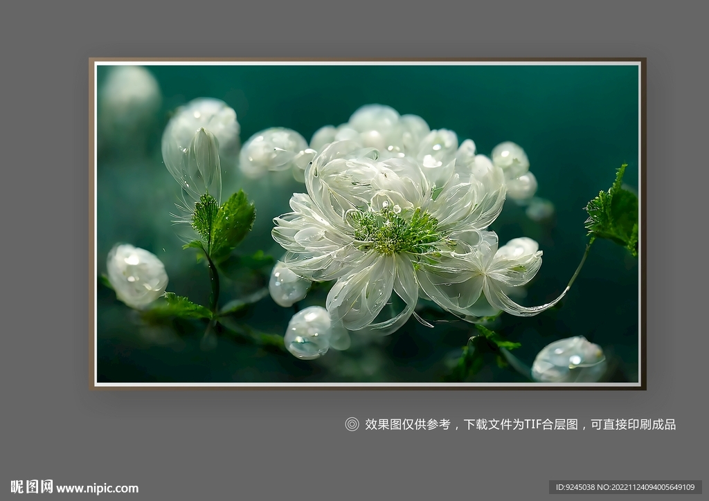 白色唯美抽象立体花朵装饰画