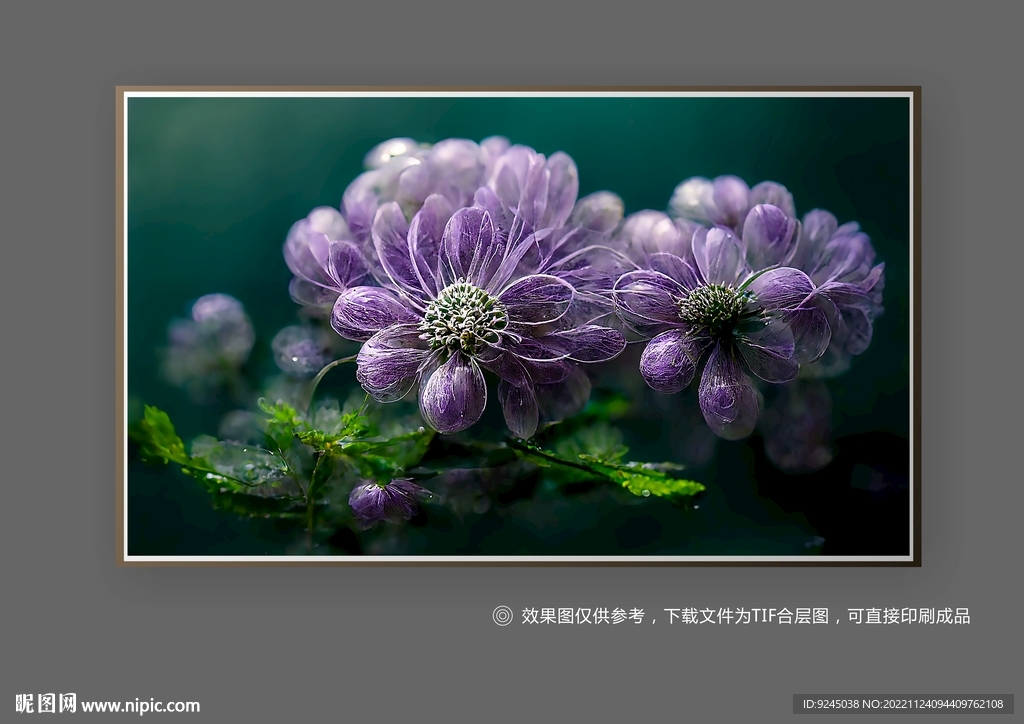 紫色唯美抽象立体花朵玄关装饰画