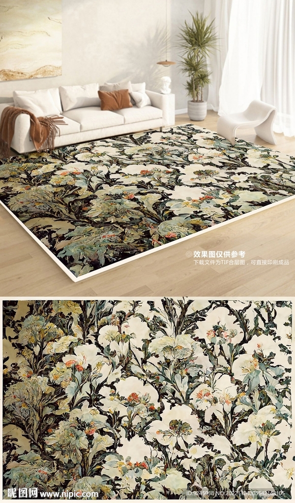 复古美式花纹卧室客厅地毯地垫