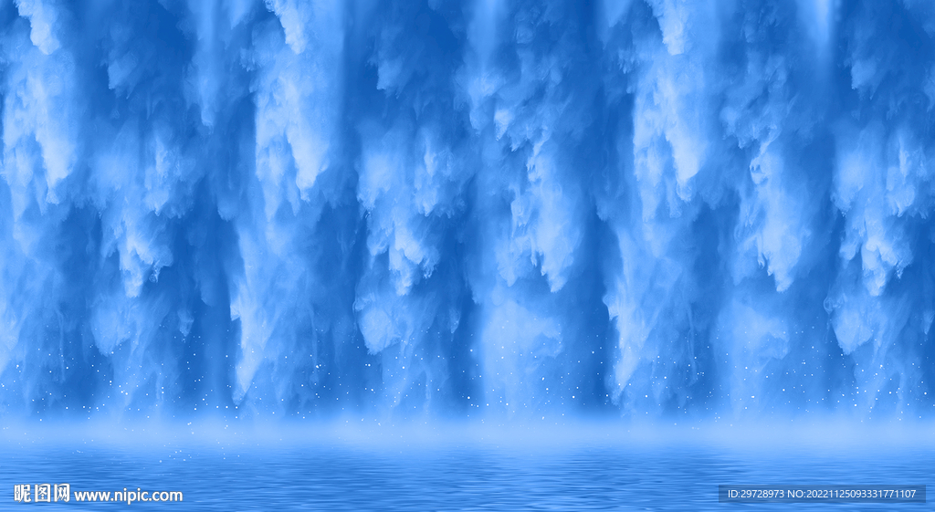 高清蓝色瀑布装饰画