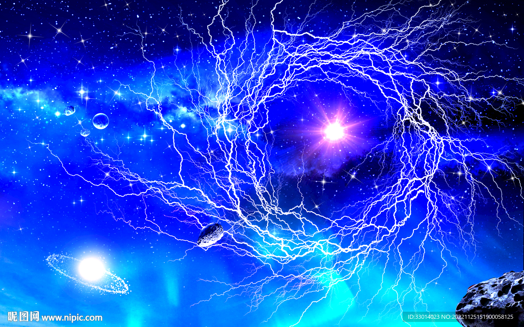 闪电星空