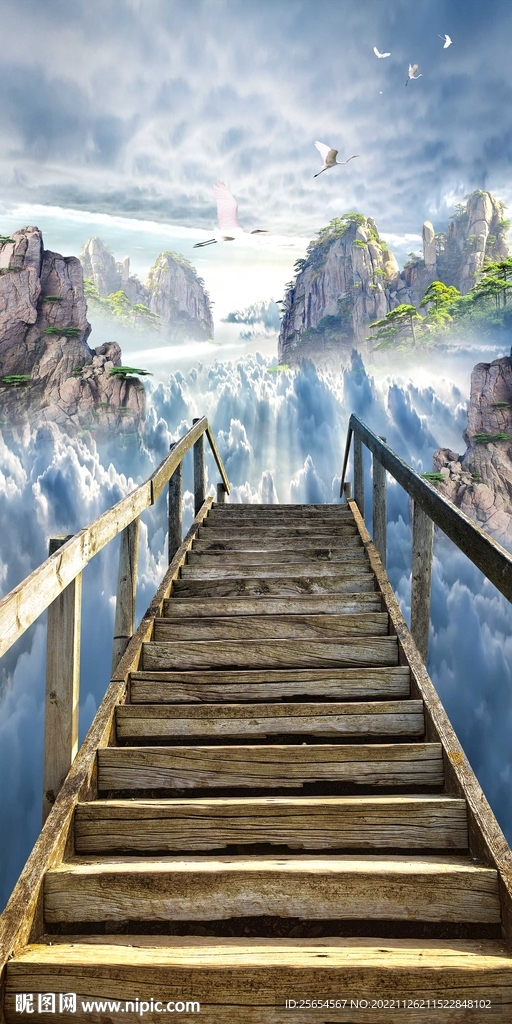 3D梦幻天空阶梯玄关