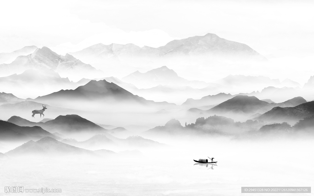 别墅 灰色山水背景 tif分层