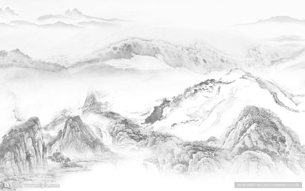 客厅 最新现代山水 Tif分层