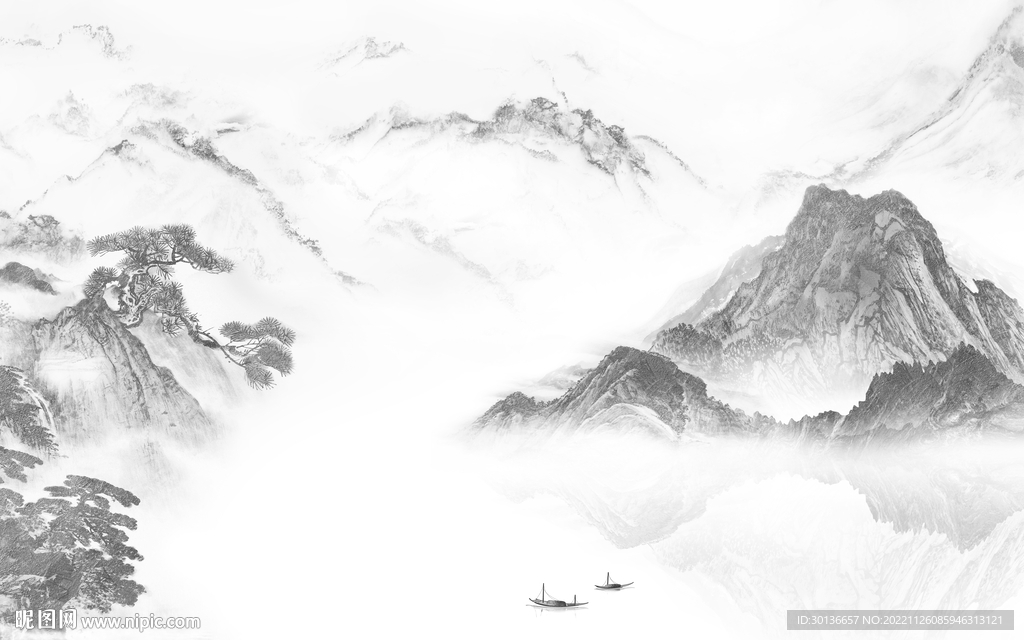 极简 最新现代山水 Tif分层