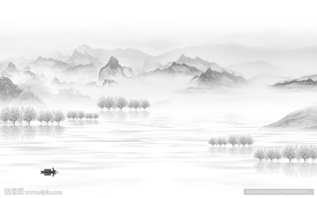 极简 灰色新山水画 tIF分层