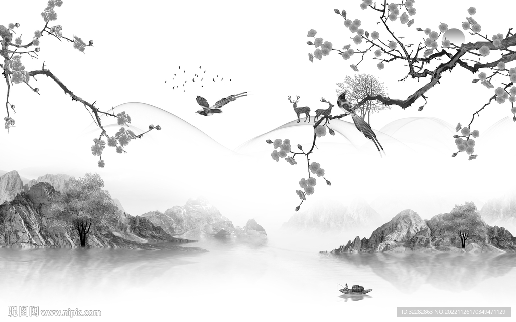 高端 新款灰色山水 tIF分层