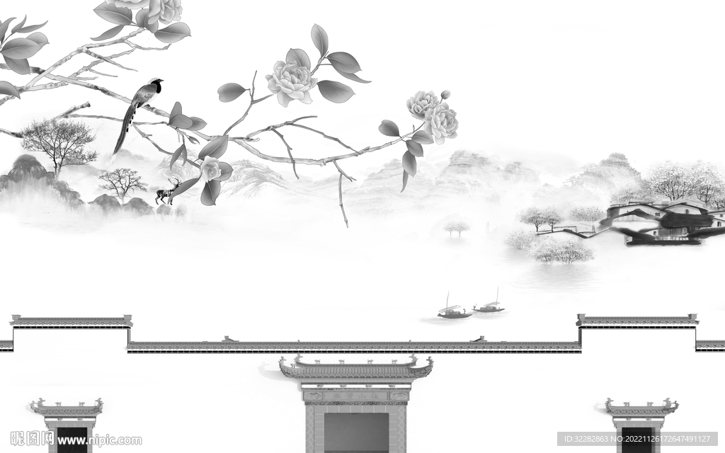 极简 灰色大气山水 tIF分层