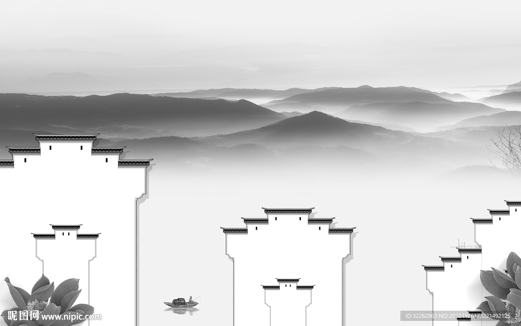 徽派 大气山水 tIF分层图 