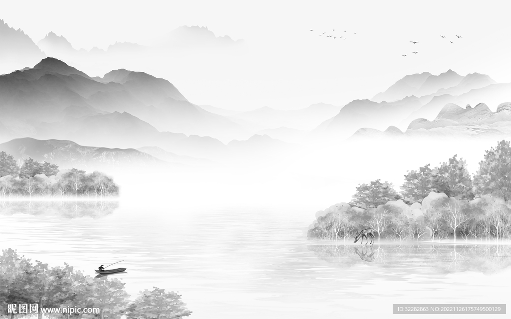 高端 灰色大气山水 tIF分层