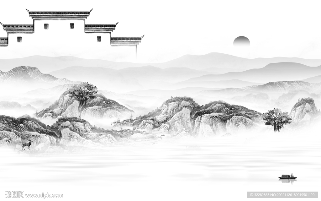 人气 灰色大气山水 tIF分层