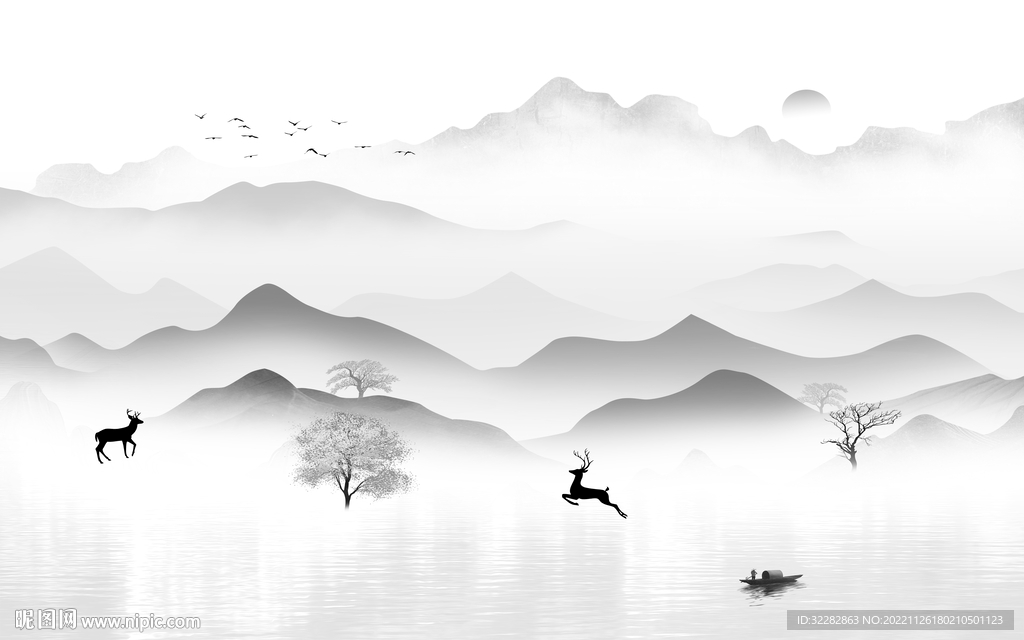 高雅 灰色新山水画 tIF分层